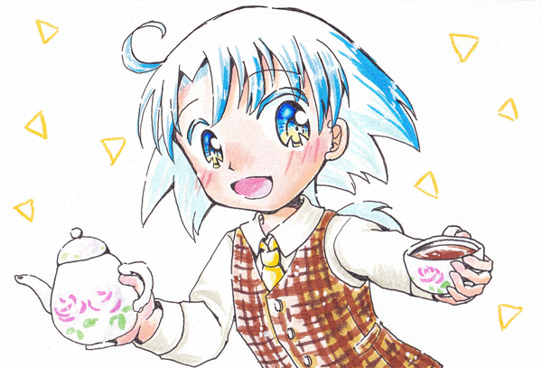 紅茶を差し出すアス